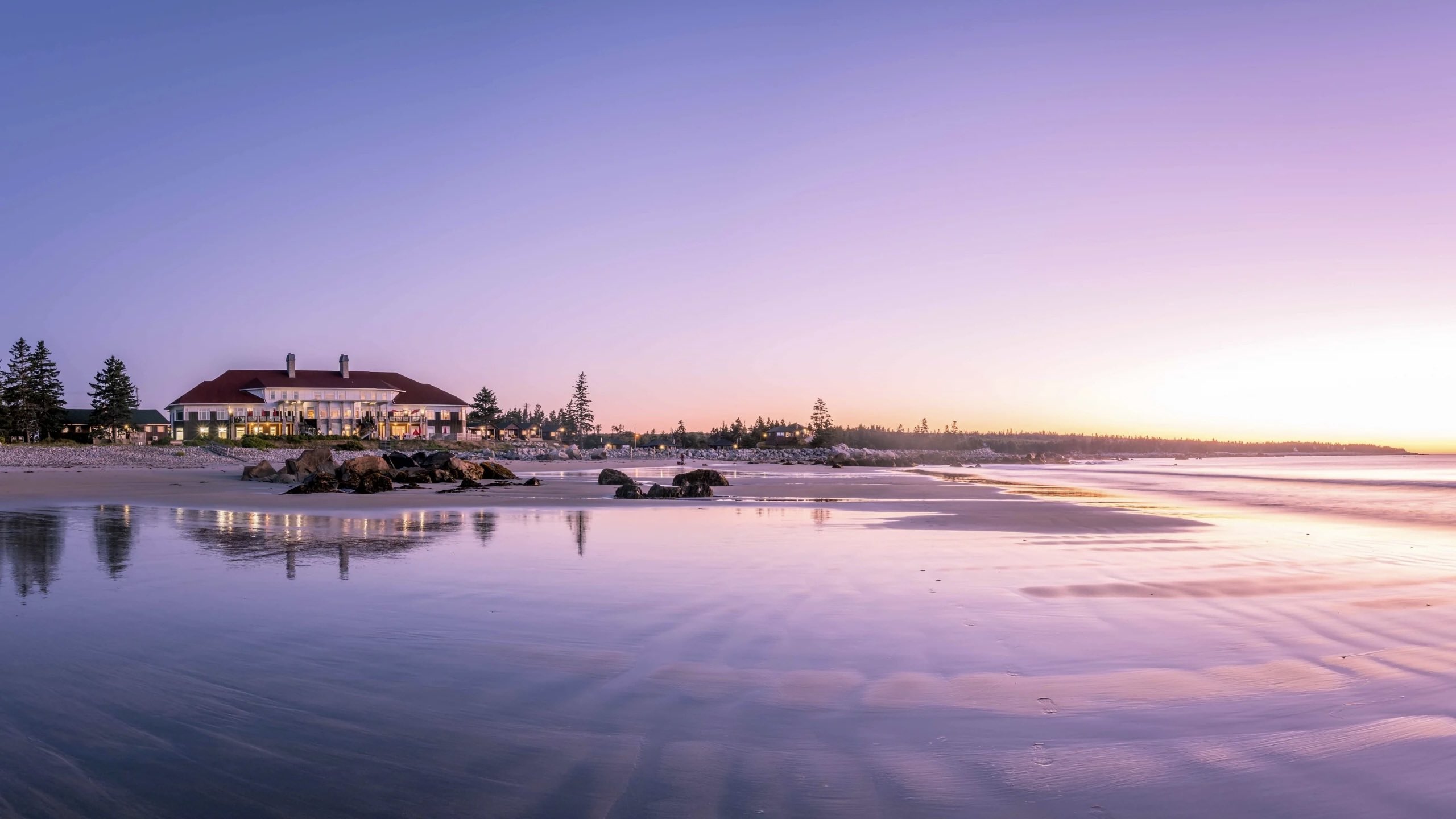 White Point BbeachResort at sunset at top luxury resorts in nova scotia 